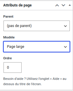 Modèle Page large wordpress