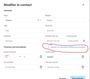 champs personnalisés Systeme.io