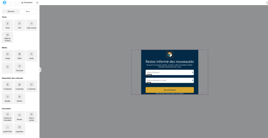 Formulaire newsletter compatible Systeme.io